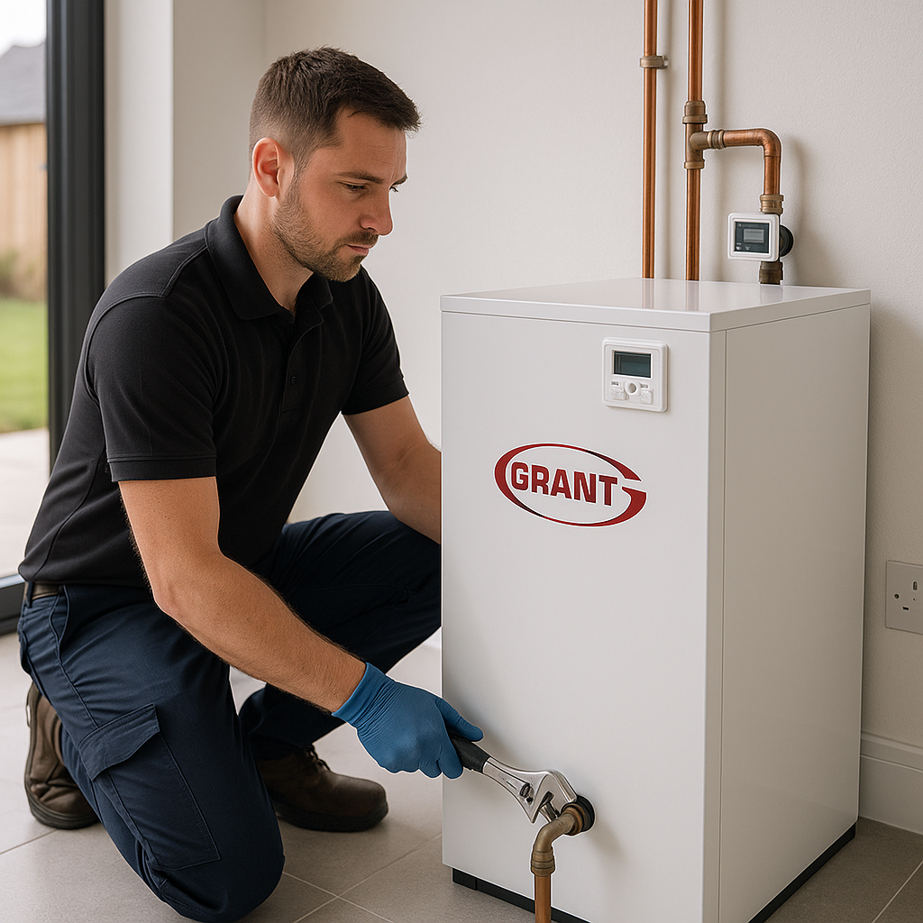 Grant oil boiler installation in a modern home
